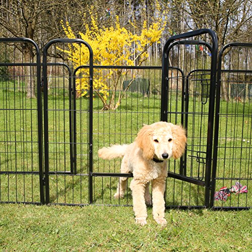 TRESKO® Parque para Mascotas Altura 80 cm | Valla para Perros y Gatos | Jaula Plegable para Animales | Corral Entrenamiento de Cachorros | 8 Vallas
