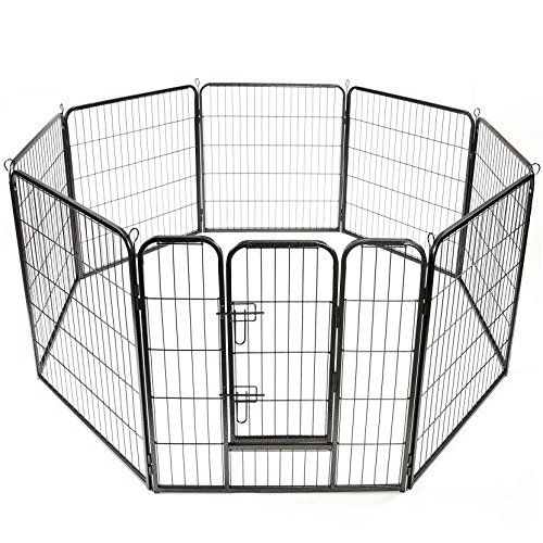 TRESKO® Parque para Mascotas Altura 80 cm | Valla para Perros y Gatos | Jaula Plegable para Animales | Corral Entrenamiento de Cachorros | 8 Vallas
