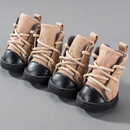 AMURAO Botas para Perros Mascotas Zapatos de Lona Suaves Antideslizantes Otoño Invierno Mantener Calzado cálido para Perros pequeños