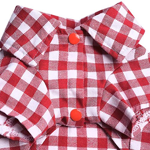 AMURAO Mascotas Ropa para Perros Teddy Spring Otoño Dos Forro a Cuadros Camisa del Perrito Ropa Transpirable para Perros pequeños