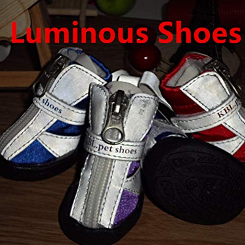 AMURAO Otoño/Invierno Botas para Perros Zapatos Luminosos para Mascotas Perros pequeños Gatos Cachorro Zapatillas de Goma Antideslizantes Impermeables
