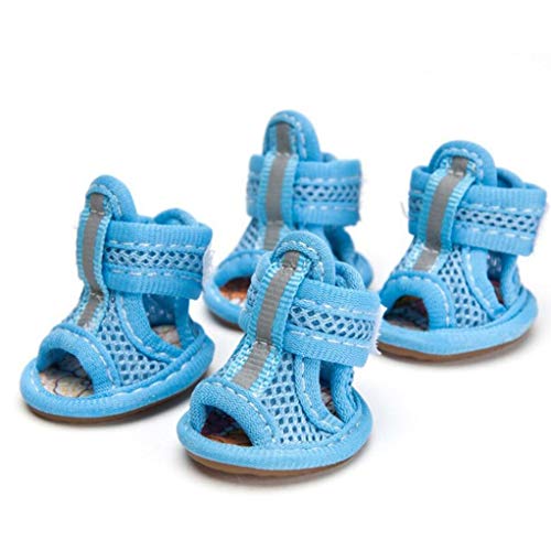 AMURAO Sandalias de Malla Lindas para Mascotas Zapatos de Color Caramelo Transpirables Botas para Perros pequeños Correas Ajustables Calzado para Cachorros