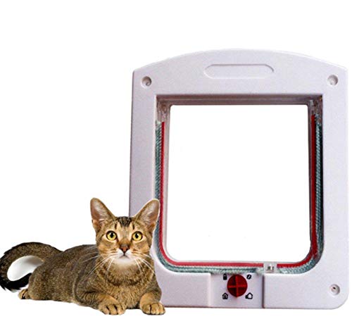Depory 1 Puerta de plástico con Solapa, para Mascotas, con Cerradura y 4 cerraduras, para Mascotas, Gatos, Perros pequeños, Suministros para Mascotas, Color Blanco