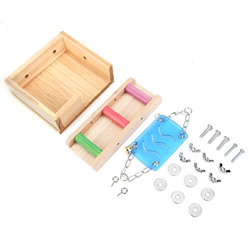 Fdit Plataforma de Madera Columpio Hámster para Mascotas y Juego de Escaleras Escalera de Ratón Ardilla Loft Kit de Arrastre de Pequeños Animales(Color)