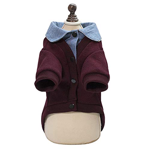 GODGETS Sudadera con Capucha para Pequeño Perros Accesorios Ropa Camisetas a Rayas Polar Suéter Ropa Caliente Suéter de Invierno Mascotas Accesorios Gatos Apparel Vino Rojo M