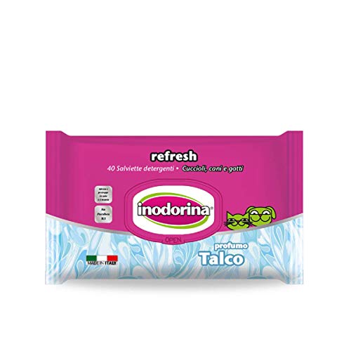 INODORINA Toallitas limpiadoras Perros y Gatos Refresh Talco 100 Unidades