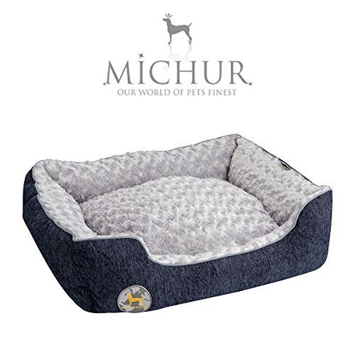 Michur Dirk Cama para Perros, sofá Animal Lavable para Gatos y Perros en Azul Noble, con cojín Que se Puede Usar en Ambos Lados, Canasta para Perros, sofá/sofá-Cama para Perros, 65 cm x 55 cm x 18 cm