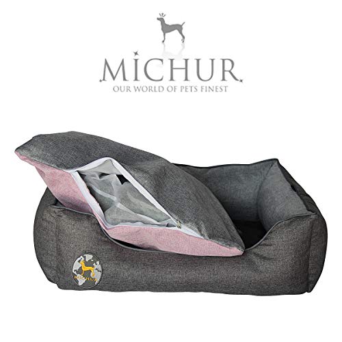 Michur Rolf Cama para Perros, sofá Animal Lavable para Gatos y Perros en Gris Noble, con cojín Que se Puede Usar en Ambos Lados, Canasta para Perros, sofá/sofá-Cama para Perros, 65 cm x 55 cm x 18 cm