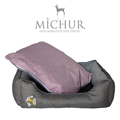 Michur Rolf Cama para Perros, sofá Animal Lavable para Gatos y Perros en Gris Noble, con cojín Que se Puede Usar en Ambos Lados, Canasta para Perros, sofá/sofá-Cama para Perros, 65 cm x 55 cm x 18 cm