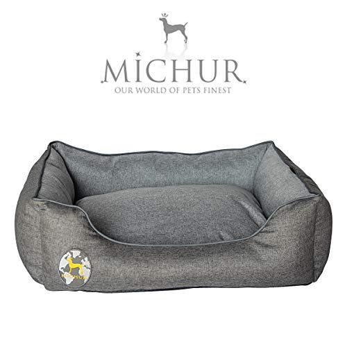 Michur Rolf Cama para Perros, sofá Animal Lavable para Gatos y Perros en Gris Noble, con cojín Que se Puede Usar en Ambos Lados, Canasta para Perros, sofá/sofá-Cama para Perros, 65 cm x 55 cm x 18 cm