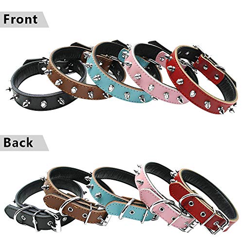 MMWW con Tachuelas para Perros pequeños y medianos para Perros pequeños y medianos Pitbull Terrier 11-17 SML Ajustable 5 Colores-Negro_L