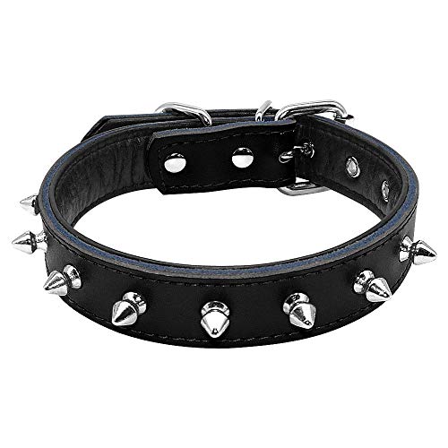 MMWW con Tachuelas para Perros pequeños y medianos para Perros pequeños y medianos Pitbull Terrier 11-17 SML Ajustable 5 Colores-Negro_L