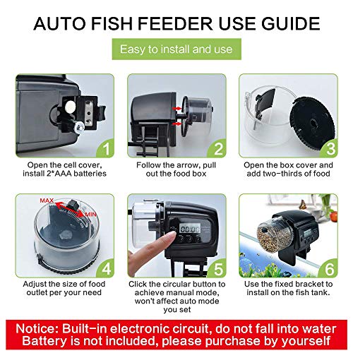 NOBGP Alimentador automático de Peces, Smart Aquarium Fish Feeder Food Timer, Tanque de Peces Ajustable Turtle Pond Dispensador de Alimentos para el Fin de Semana de Vacaciones Aquarium Fish Tank,A