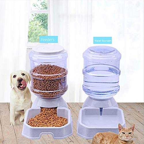 RIsxffp 3.8L Alimentador automático de Mascotas Perro Gato Bebedero Tazón Gran Capacidad Agua Alimentador Pink-Square-for Food