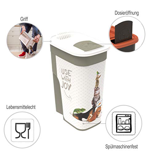 Sundis myPET BOITE Vers FLO 4.1L Joy Contenedor 4,1L con Tapa Adaptada para Verter la Comida. Diseño IML, Blanco/Capuccino