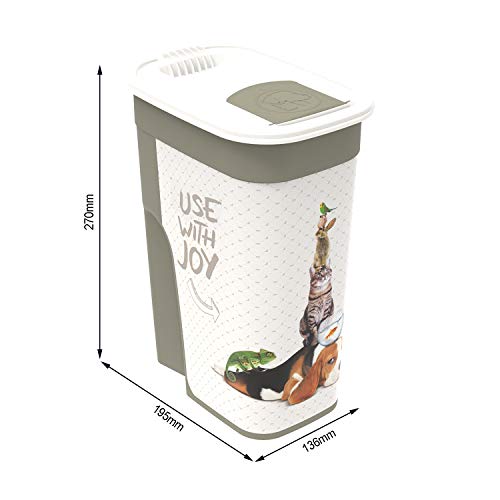 Sundis myPET BOITE Vers FLO 4.1L Joy Contenedor 4,1L con Tapa Adaptada para Verter la Comida. Diseño IML, Blanco/Capuccino