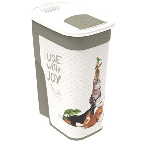 Sundis myPET BOITE Vers FLO 4.1L Joy Contenedor 4,1L con Tapa Adaptada para Verter la Comida. Diseño IML, Blanco/Capuccino