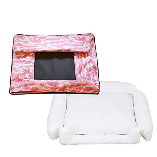 thematys Cama para Perros I Cesta para Perros Resistente a los arañazos y a los desgarros I Cesta para Mascotas extraíble y Lavable con Cremallera (L (85 x 60 x 20 cm), Style 2)