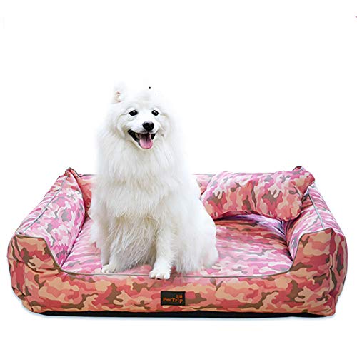 thematys Cama para Perros I Cesta para Perros Resistente a los arañazos y a los desgarros I Cesta para Mascotas extraíble y Lavable con Cremallera (L (85 x 60 x 20 cm), Style 2)