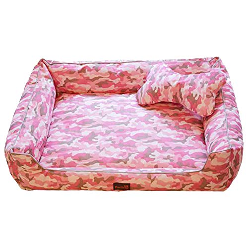 thematys Cama para Perros I Cesta para Perros Resistente a los arañazos y a los desgarros I Cesta para Mascotas extraíble y Lavable con Cremallera (L (85 x 60 x 20 cm), Style 2)