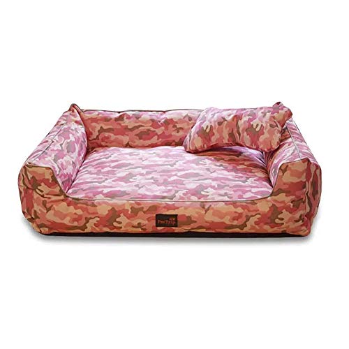 thematys Cama para Perros I Cesta para Perros Resistente a los arañazos y a los desgarros I Cesta para Mascotas extraíble y Lavable con Cremallera (L (85 x 60 x 20 cm), Style 2)