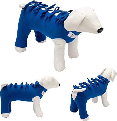 Traje postoperatorio para Perros y Gatos, Protege heridas y Vendajes, Garantiza higiene, Limpieza y Libertad de Movimiento. Modelo 021 - Abdomen, tórax y Miembros posteriores (XXS)