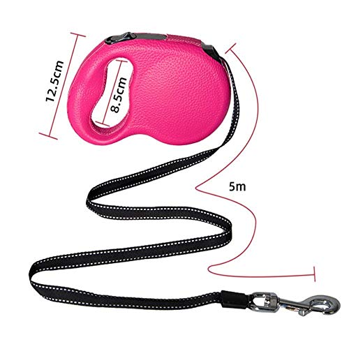 Unidad de Perro de Cuero Correa de Perro retráctil PE Rose Red Noble de la Manera del Animal doméstico Cable de tracción Cable de tracción telescópica automática de 5 Metros (Color : Brown)