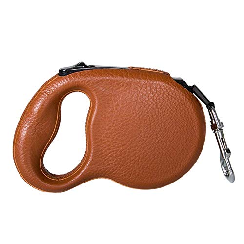 Unidad de Perro de Cuero Correa de Perro retráctil PE Rose Red Noble de la Manera del Animal doméstico Cable de tracción Cable de tracción telescópica automática de 5 Metros (Color : Brown)