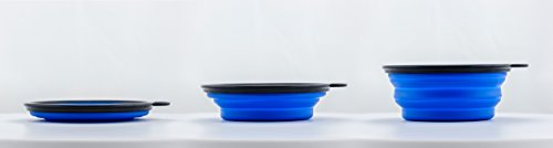 Viajes Tazón de la marca PRECORN Perro Gatos Mascotas plato del alimento tazón plegable cuenco de agua en el color azul
