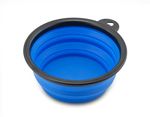 Viajes Tazón de la marca PRECORN Perro Gatos Mascotas plato del alimento tazón plegable cuenco de agua en el color azul