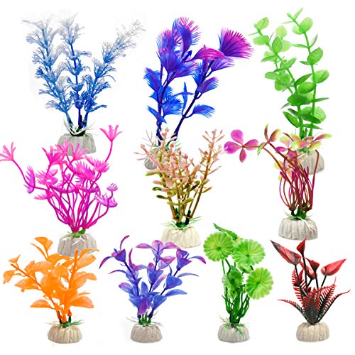 WEONE Plantas Plásticas para Acuarios, 10 Piezas Altura Plantas Acuario para Decoración Acuario