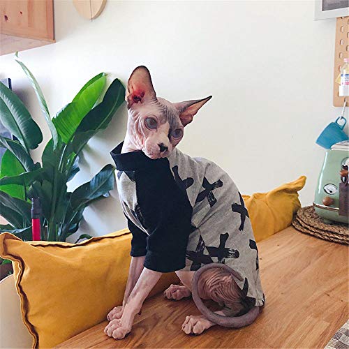 ZHIHAN Esfinge algodón cálido suéter Gato sin Pelo Ropa de otoño e Invierno, Gris, L