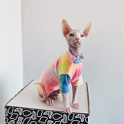 ZHIHAN Ropa de Gato Sphinx Camiseta de Color Gato sin Pelo Protector Solar de Verano Ropa Transpirable, Color 1, XL