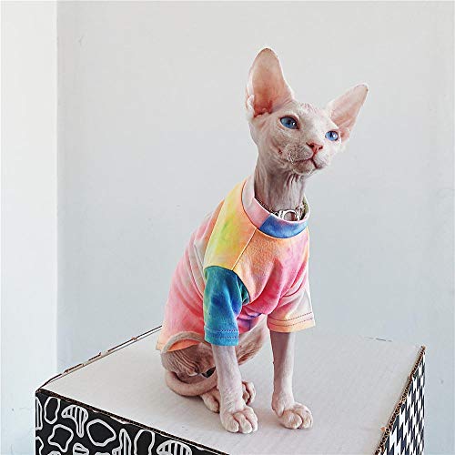 ZHIHAN Ropa de Gato Sphinx Camiseta de Color Gato sin Pelo Protector Solar de Verano Ropa Transpirable, Color 1, XL