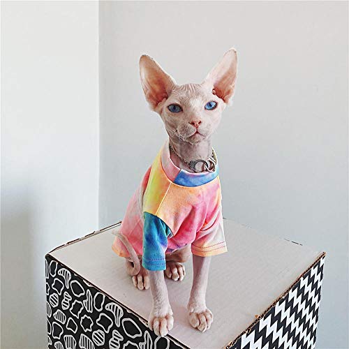 ZHIHAN Ropa de Gato Sphinx Camiseta de Color Gato sin Pelo Protector Solar de Verano Ropa Transpirable, Color 1, XL