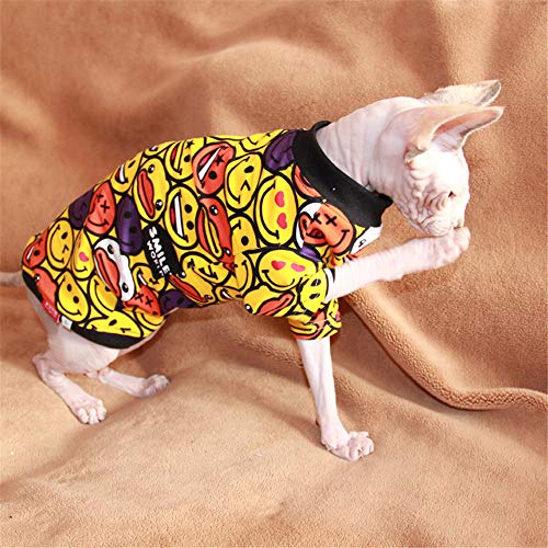 ZHIHAN Sphynx Ropa para Gatos Ropa de algodón sin Pelo Gato suéter Primavera y otoño, XS, Amarillo
