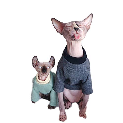ZHIHAN Suéter de algodón esfinge Gato sin Pelo Ropa de Invierno Gruesa, Verde, M