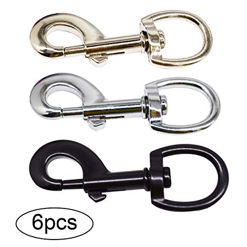 Zuzer 6pcs Mosquetón Giratorio 360 °Gatillo Giratorio Ganchos de Gancho Clip de Perro Para Perro Mascota