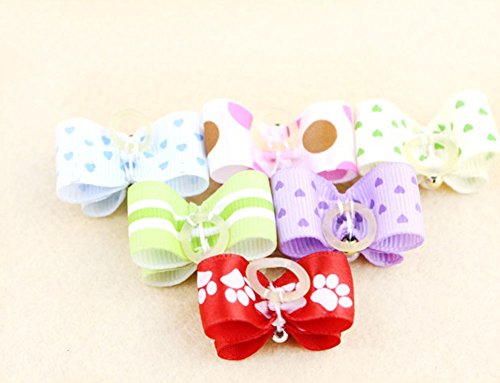 12pcs Chytaii Lazo Decorativo Tocado de Pelo para Chica Lazo Banda de Goma Pelo Accesorios Adorno para Mascota/Perro/Gato Colgantes Accesorios Color al Azar