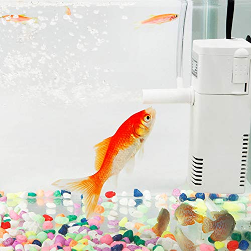 Acuario Filtro interior del filtro de pecera bomba del filtro interno de la tortuga del acuario del tanque de potencia incorporado Silencio 3 en 1 función multi Mini bomba de acuario Accesorios