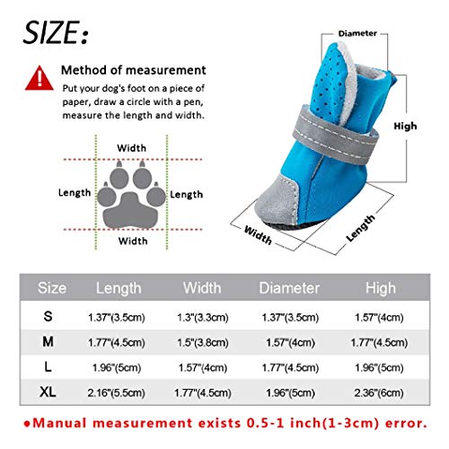 AMURAO Pequeños Zapatos Reflectantes para Mascotas Invierno cálido Antideslizante Lluvia Nieve Perros Botas Protectores de Pata Impermeables