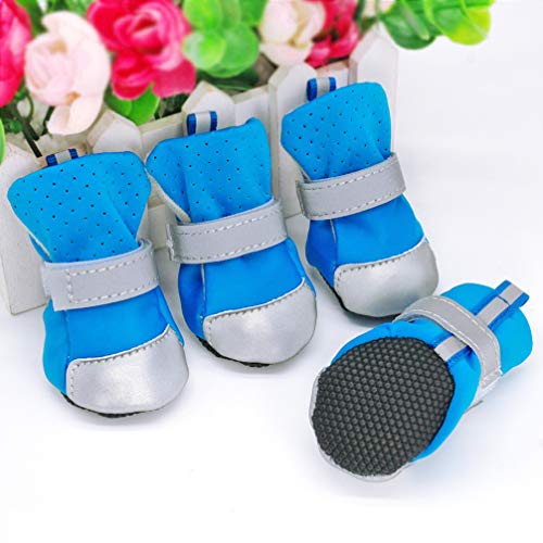 AMURAO Pequeños Zapatos Reflectantes para Mascotas Invierno cálido Antideslizante Lluvia Nieve Perros Botas Protectores de Pata Impermeables