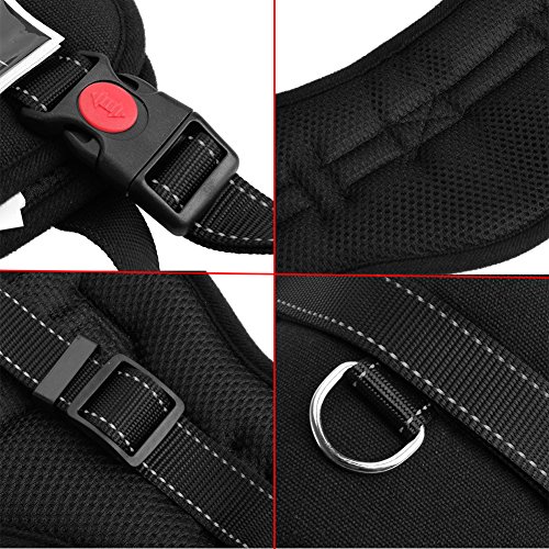 Bello Luna Arnés para perros Ajustable Arnés para chaleco refletivo con manija y silla acolchada Style-Black / L