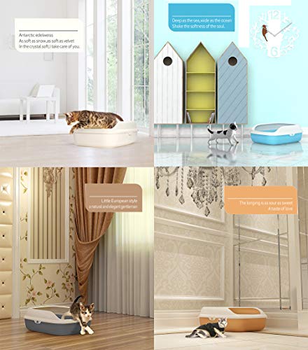 BPS Bandeja Gatos Gatitos Aseo Arenero Abierto para Mascotas Gatos Bandeja Sanitaria Plástica con Pala 3 Tamaños y Colores para Elegir (M, Marrón) BPS-5596MA