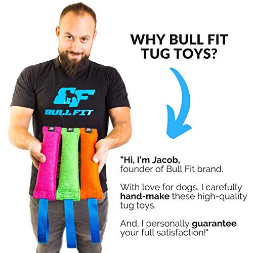 Bull Fit mordedor perro Cotton/NY, con dos asas, 30 cm - K9 dummy y motivador canino resistente y duradero - juguetes para perros de entrenamiento