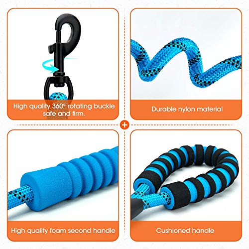 Bwiv Correa para Perros Correr 1.8M Resistente Nylón Fuerte con Mango Acolchado Doble Asa Cómodo Antideslizantes Reflectantes para Grandes Medianos Azul