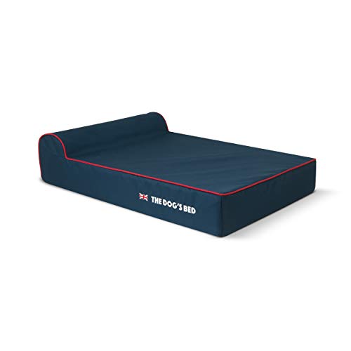 Cama ortopédica para perro The Dog's Bed Heritage Collection - Cama para perro con espuma viscoelástica, color azul y rojo