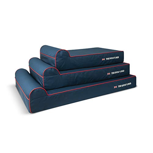Cama ortopédica para perro The Dog's Bed Heritage Collection - Cama para perro con espuma viscoelástica, color azul y rojo