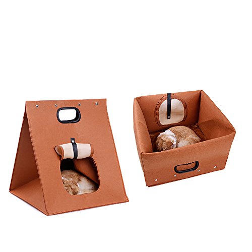 Cama Plegable de Fieltro de Lana para Mascotas, casa de Mascotas, Gato, Perro, casa, Bolsa de Viaje Interior/Exterior para Gato, Perro, Cachorro, Conejo, Totoro, Marmot y Pequeños Animales Lindos