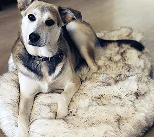 Colchón de Perro Piel de imitación de Perro Cama ortopédica Curva White Dog Rug por Medio de Soporte de Big Pequeño Cachorros (Color, Size : 108x63)